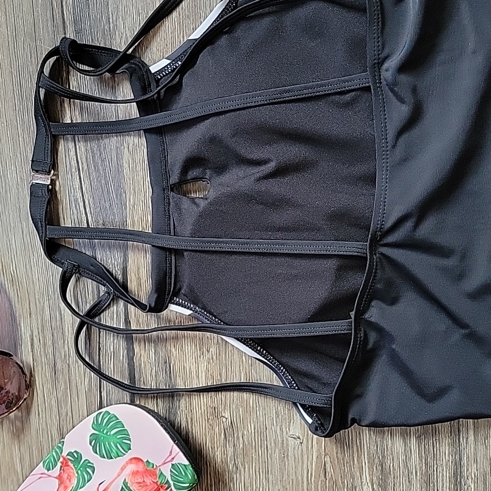 Black & White Mesh One Piece Swim - Picture 9 of 12